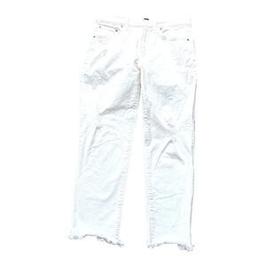 GAP White Jeans - 28 Waist - Straighf Leg Mid-Rise - Frayed Hem - Like New